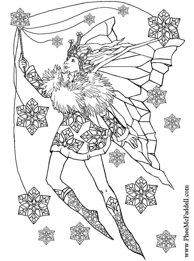 Snowflake Fairy to color www.pheemcfaddell.com